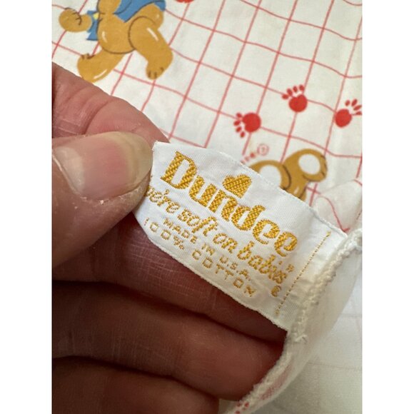 Vintage Dundee Baby Blanket With Bear & Red Balloon Print In Cotton Fabric - Picture 3 of 4